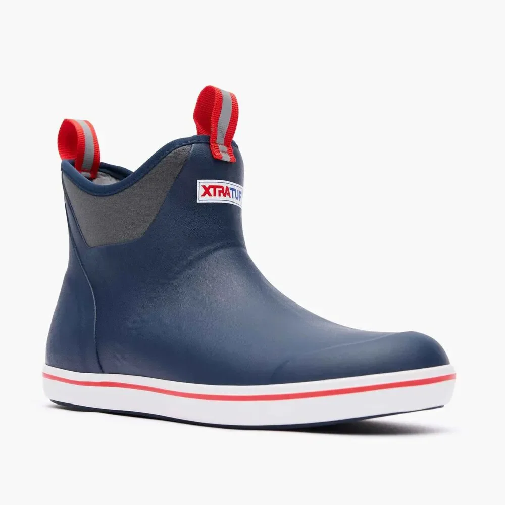 XTRATUF Men's Navy/Red Ankle Deck Boot, NWT! Size 9